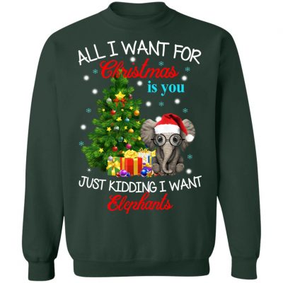 All I Want For Christmas Is You Just Kidding I Want Elephants sweater