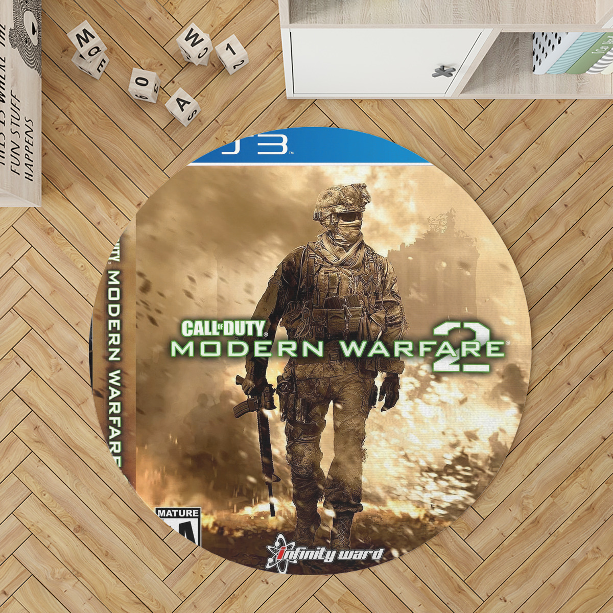 Modern Warfare 2 PlayStation 3 disc Round Rug Carpet