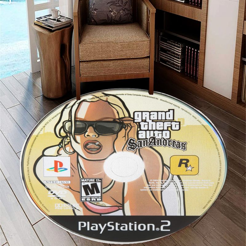 Grand Theft Auto San Andreas disc Round Rug Carpet