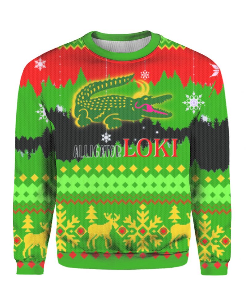 Alligator Loki ugly christmas sweater
