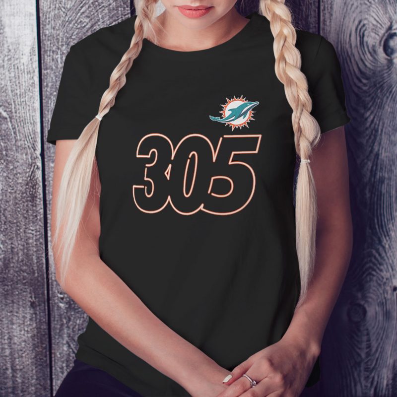Black Ladies Tee Miami Dolphins Hometown Collection 305 T Shirt