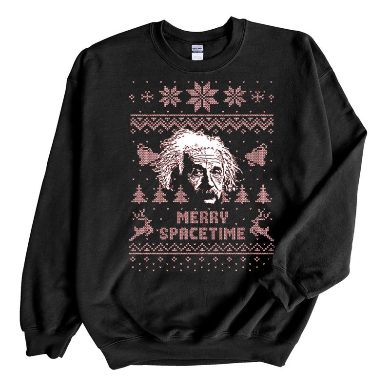 Black Sweatshirt Albert Einstein Merry Spacetime Ugly Christmas Sweater