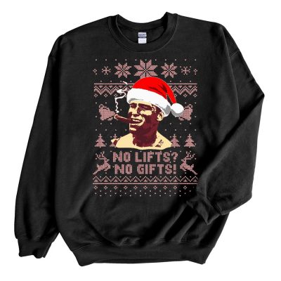 Black Sweatshirt Arnold Schwarzenegger No Lifts No Gifts Ugly Christmas Sweater