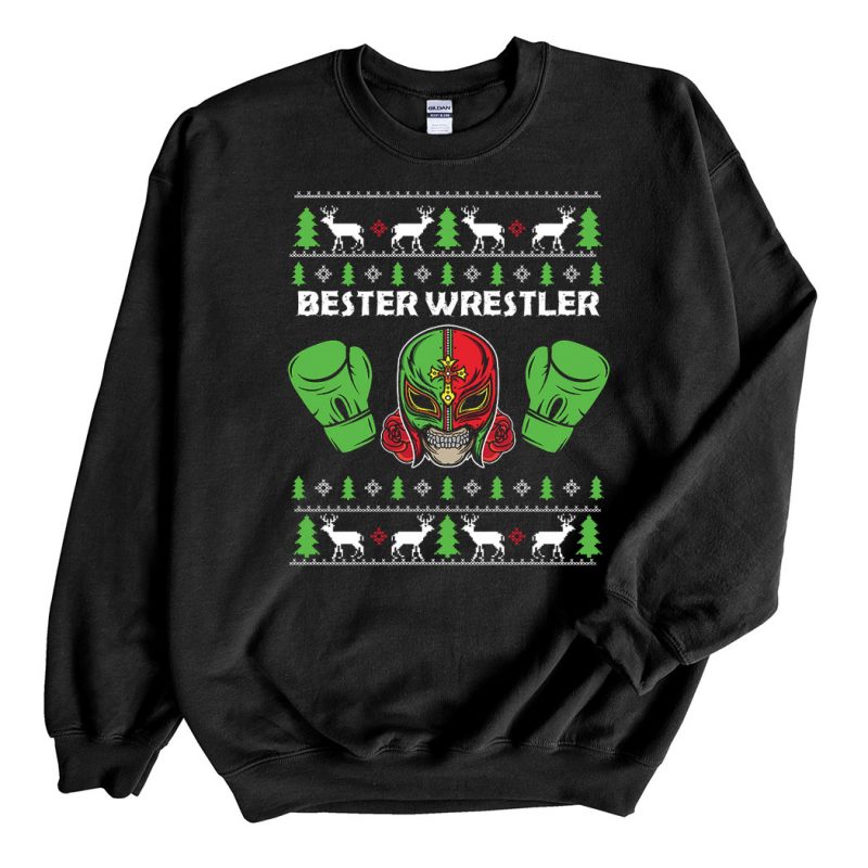 Black Sweatshirt Bester Wrestler Ugly Christmas Sweater