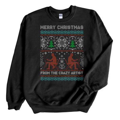 Black Sweatshirt From The Crazy Artist Ugly Christmas Sweater