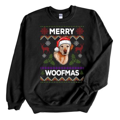 Black Sweatshirt Labrador Retriever Merry Woofmas Ugly Christmas Sweater