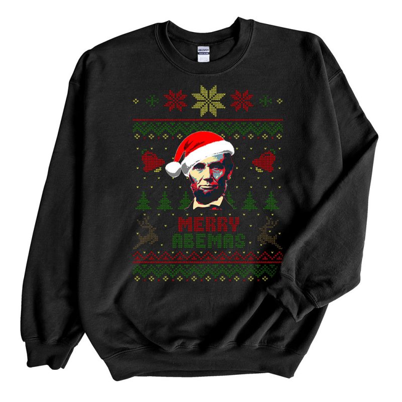 Black Sweatshirt Merry Abemas Abraham Lincoln Ugly Christmas Sweater