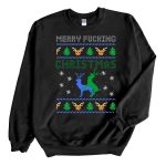 Black Sweatshirt Merry Fucking Christmas Deer Ugly Christmas sweater