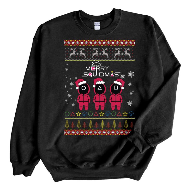 Black Sweatshirt Merry Squidmas Ugly Christmas Sweater