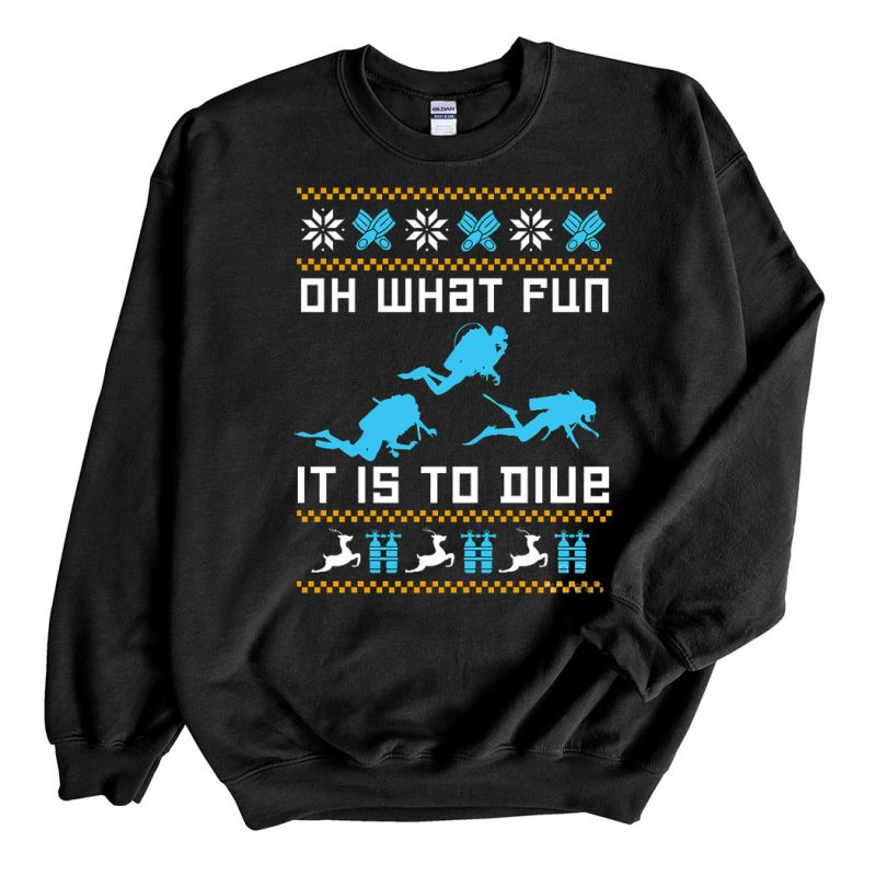 Black Sweatshirt Oh What Fun It Is To Dive Ugly Christmas Sweater