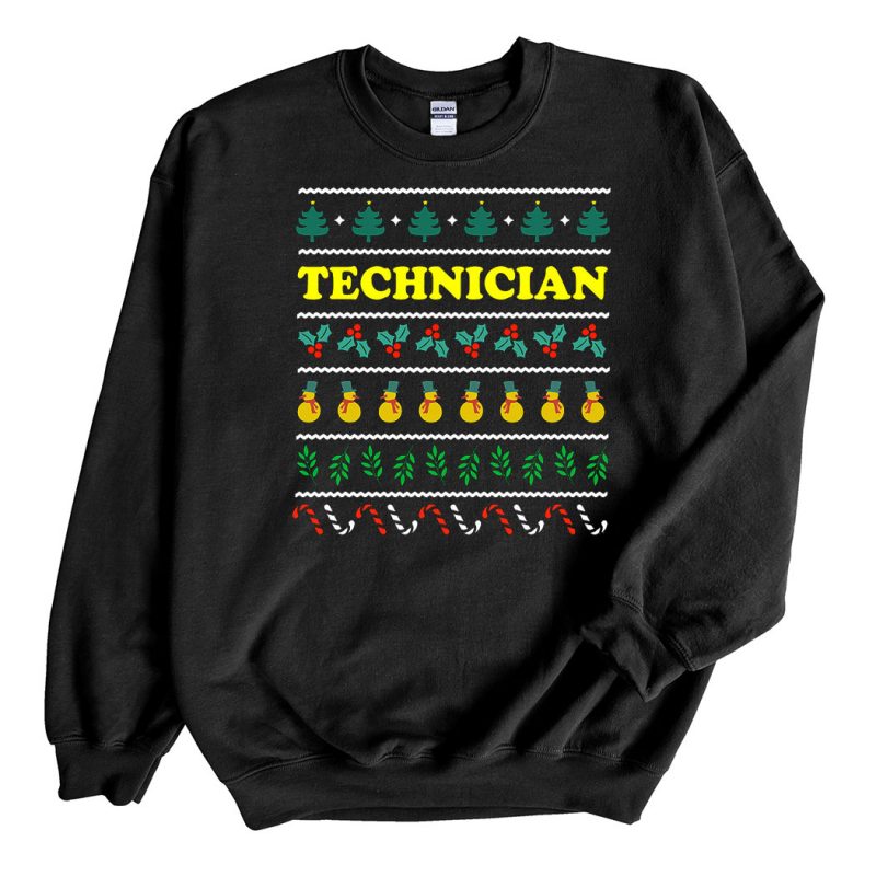 Black Sweatshirt Technician Knit Ugly Christmas Sweater