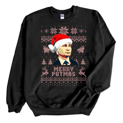 Black Sweatshirt Vladimir Putin Merry Putmas Ugly Christmas Sweater