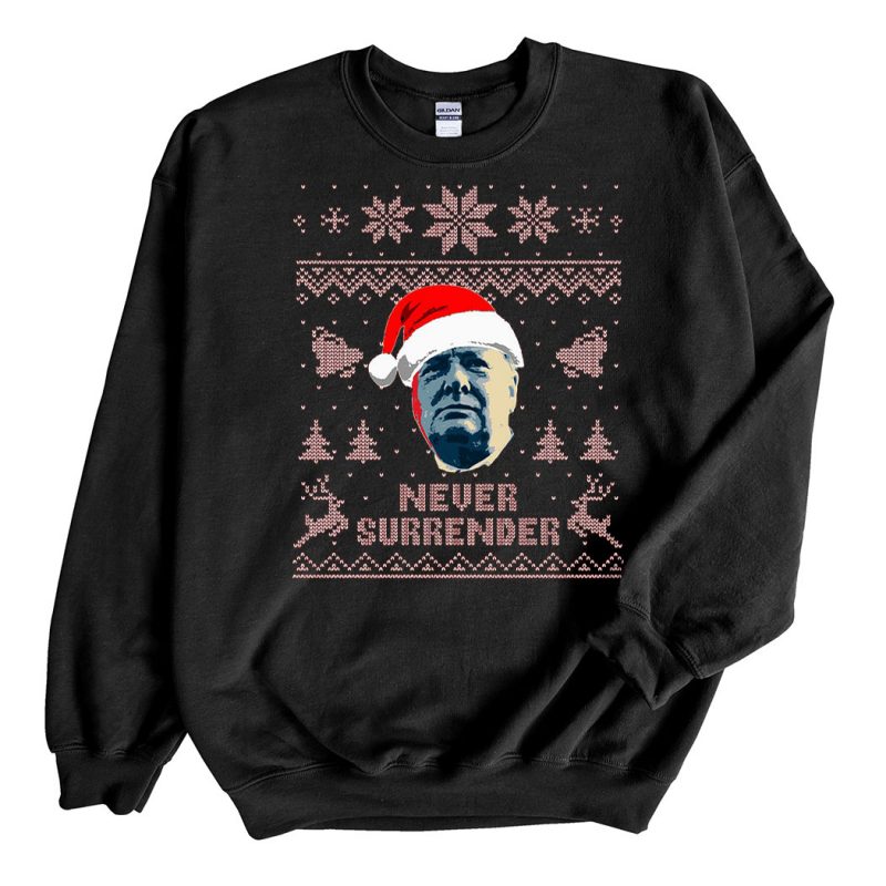 Black Sweatshirt Winston Churchill Never Surrender Ugly Christmas Sweater