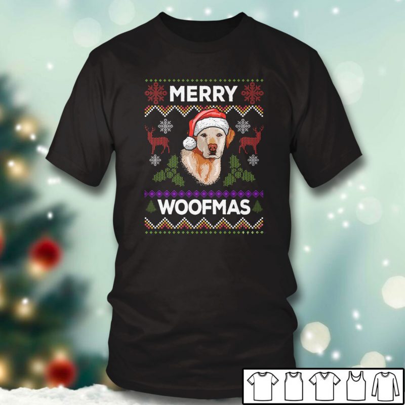 Black T shirt Labrador Retriever Merry Woofmas Ugly Christmas Sweater