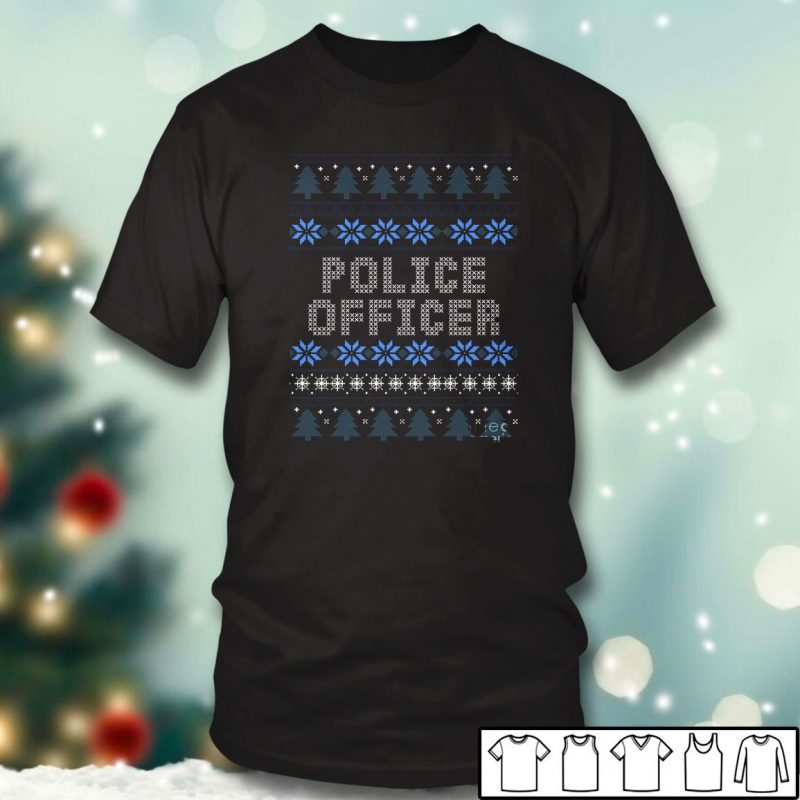 Black T shirt Police Officer Ugly Christmas Sweater