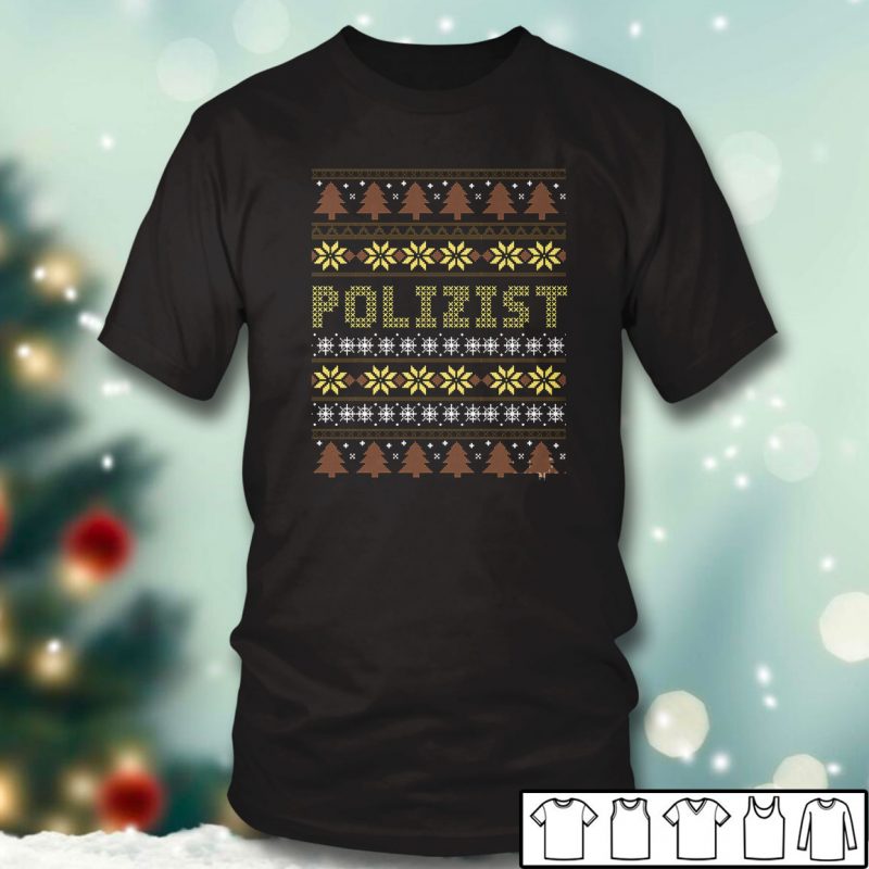 Black T shirt Polizist Officer Ugly Christmas Sweater