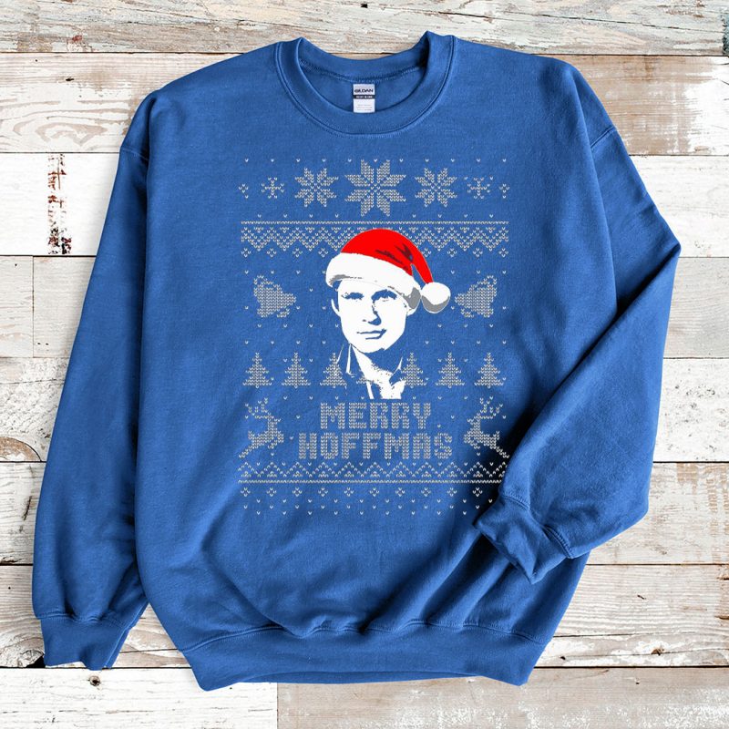 Blue Sweatshirt David Hasselhoff Merry Hoffmas Ugly Christmas Sweater