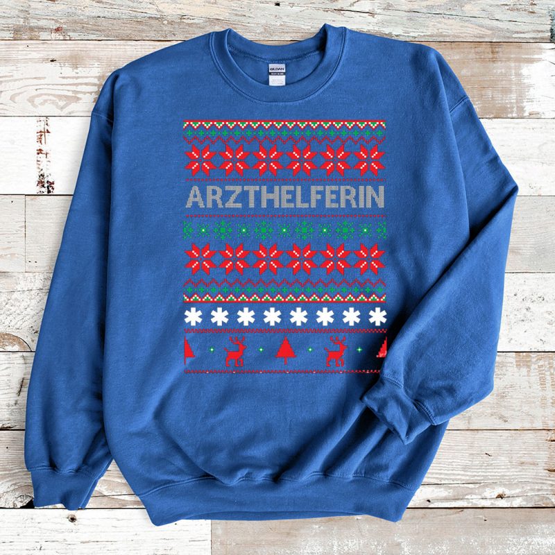 Blue Sweatshirt Medical Assistant Ugly Christmas Sweater