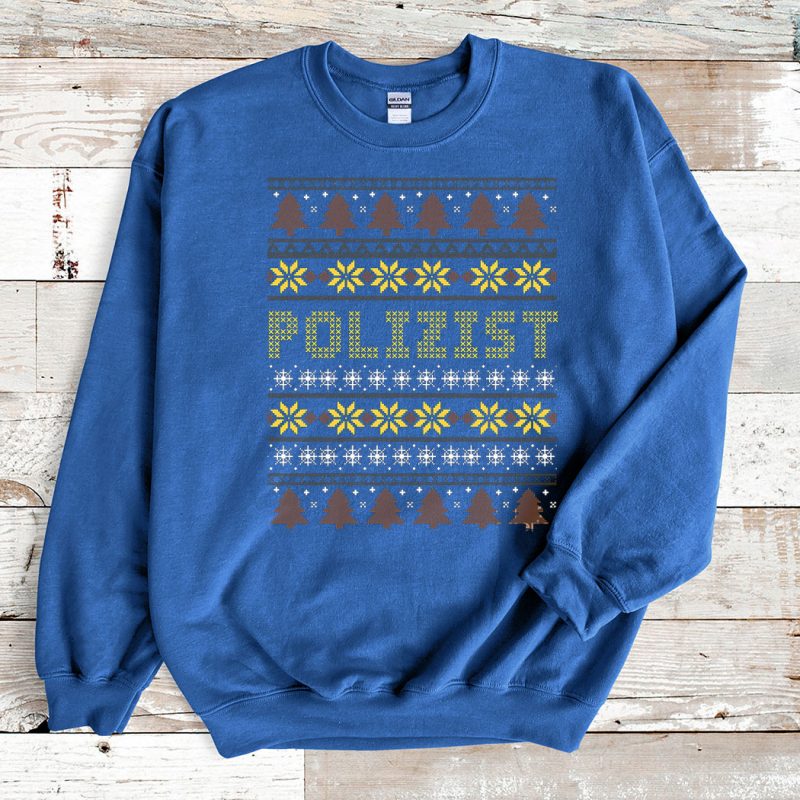 Blue Sweatshirt Polizist Officer Ugly Christmas Sweater