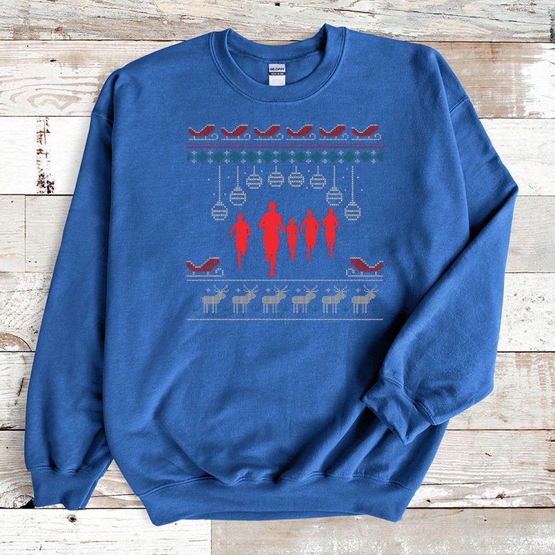 Blue Sweatshirt Track And Field Marathon Runner Triathlete Triathlon Athlete Ugly Christmas Sweater