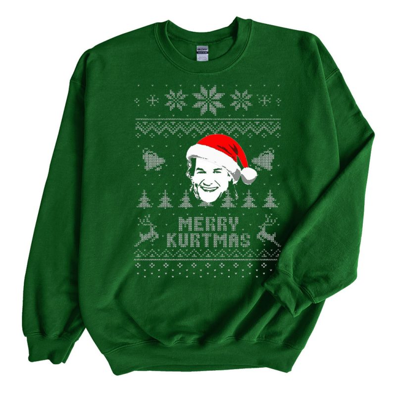 Green Sweatshirt Kurt Russell Merry Kurtmas Ugly Christmas Sweater