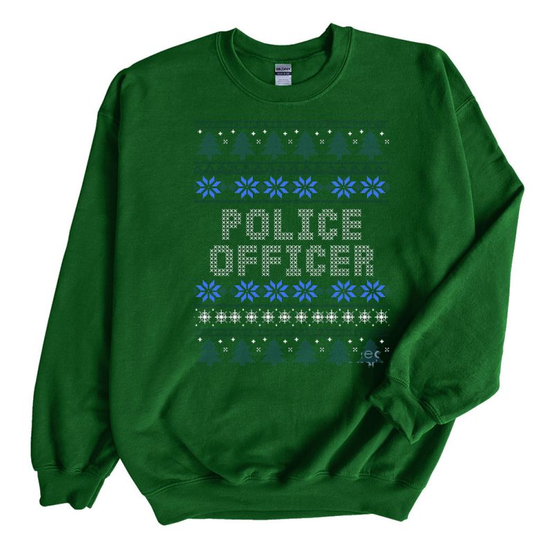 Green Sweatshirt Police Officer Ugly Christmas Sweater