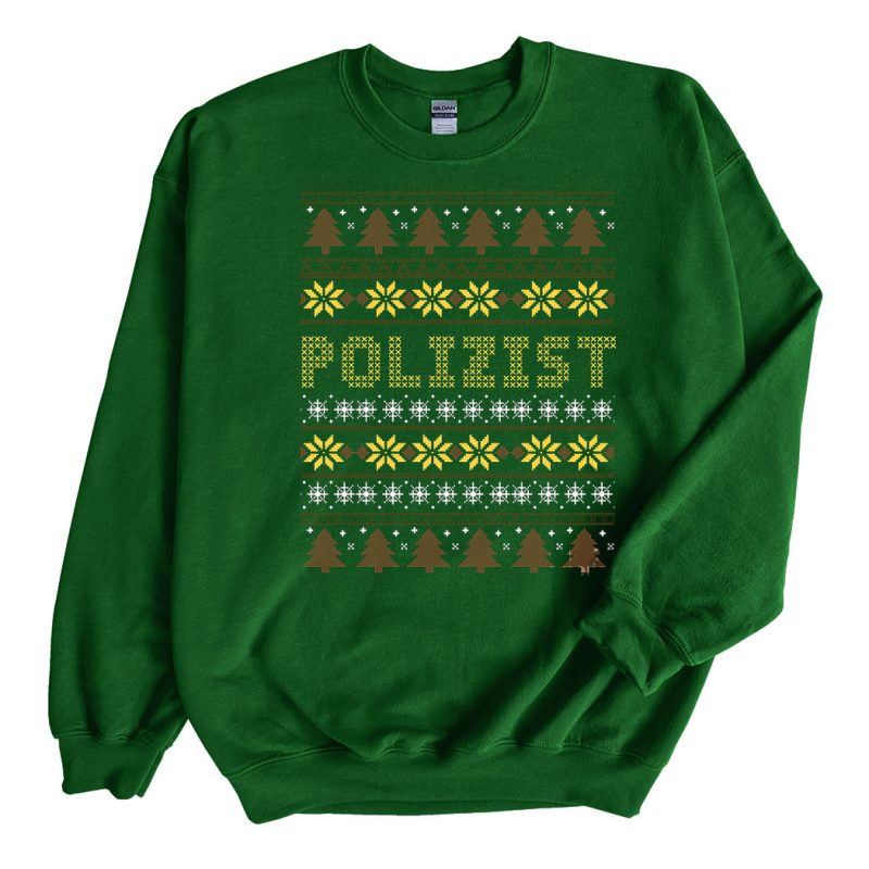 Green Sweatshirt Polizist Officer Ugly Christmas Sweater