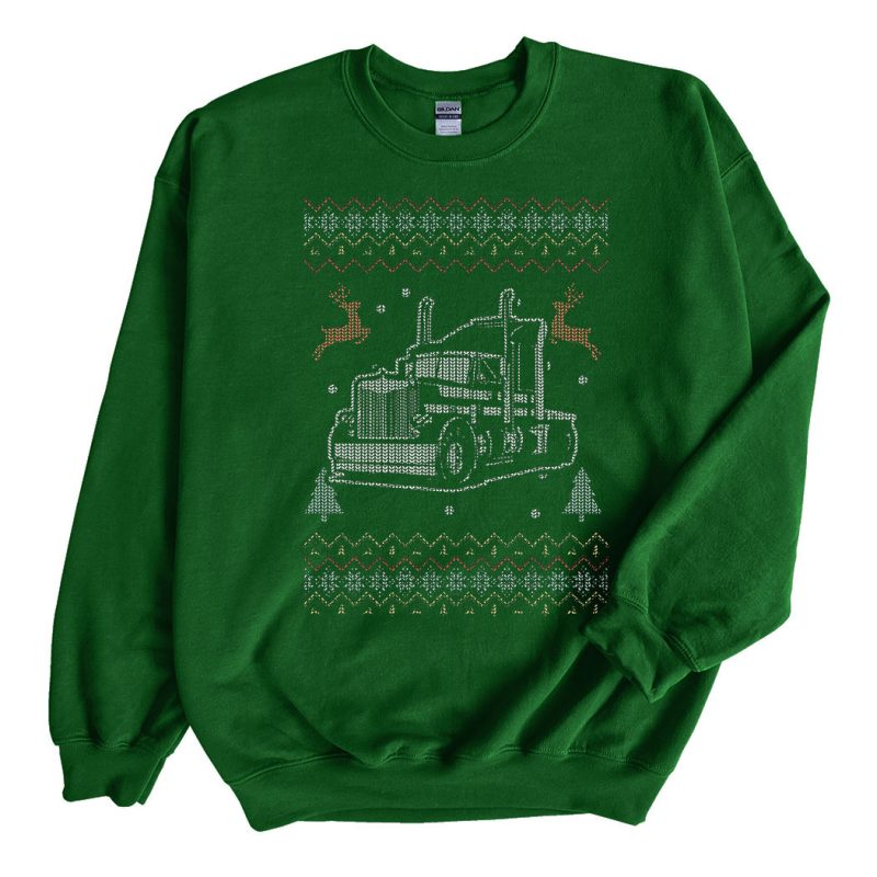 Green Sweatshirt Truck Driver Ugly Christmas Sweater