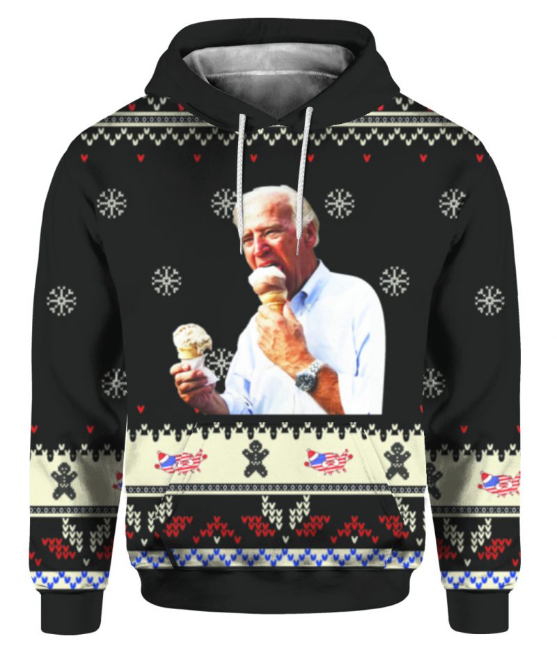 Joe Biden Eating Ice Cream Ugly Christmas Sweater 3