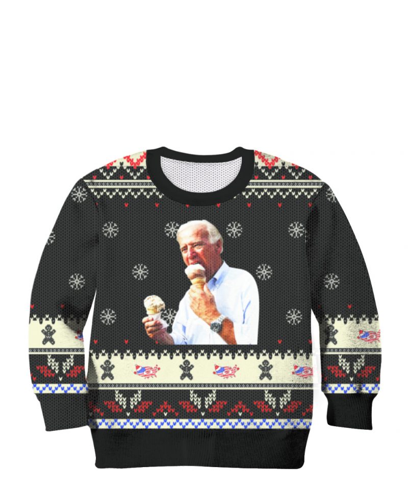 Joe Biden Eating Ice Cream Ugly Christmas Sweater 5