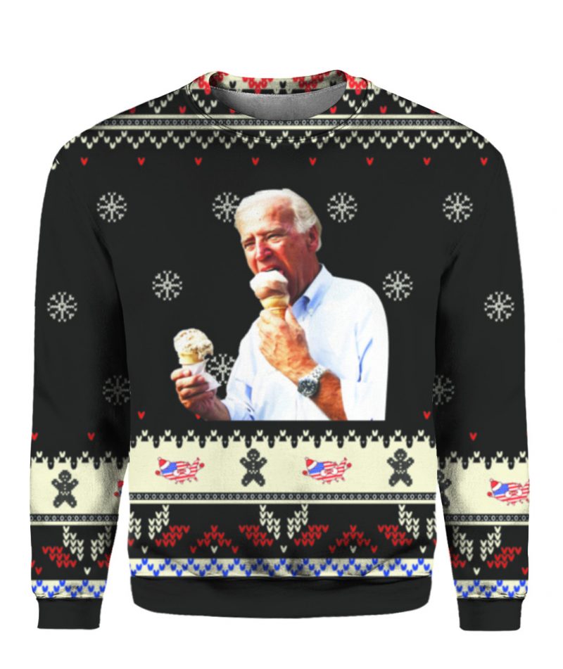 Joe Biden Eating Ice Cream Ugly Christmas Sweater 6