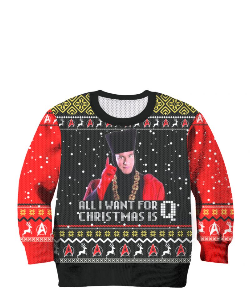 John De Lancie all I want for Christmas is Q Ugly Christmas sweater 5