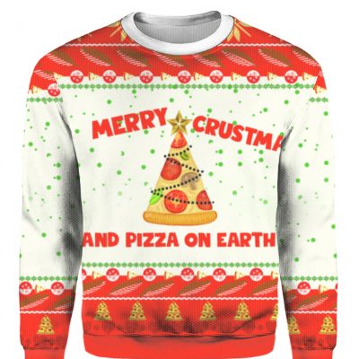 Merry Crustmas and pizza on earth Christmas sweater