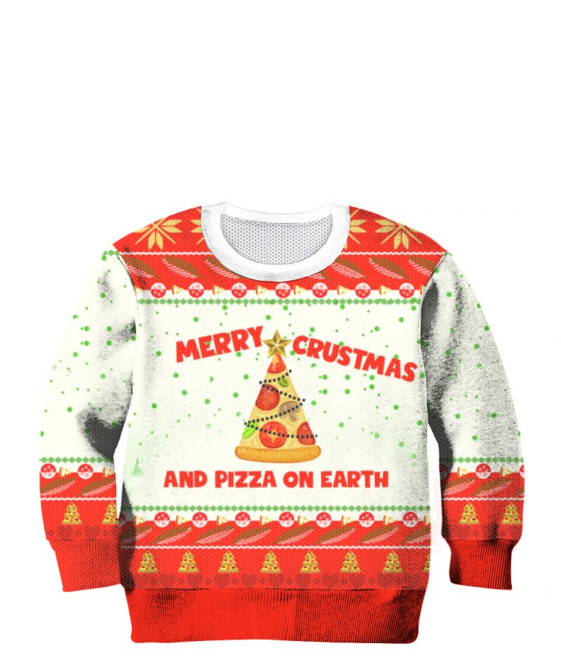 Merry Crustmas and pizza on earth Christmas sweater 5