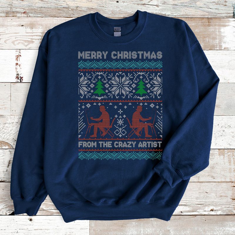 Navy Sweatshirt From The Crazy Artist Ugly Christmas Sweater