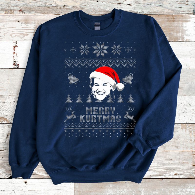 Navy Sweatshirt Kurt Russell Merry Kurtmas Ugly Christmas Sweater