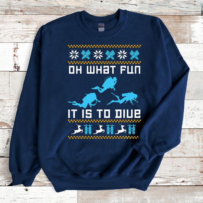Navy Sweatshirt Oh What Fun It Is To Dive Ugly Christmas Sweater