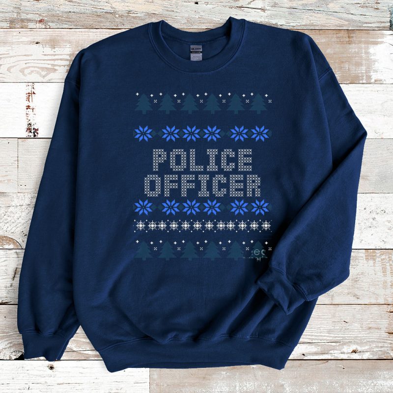 Navy Sweatshirt Police Officer Ugly Christmas Sweater