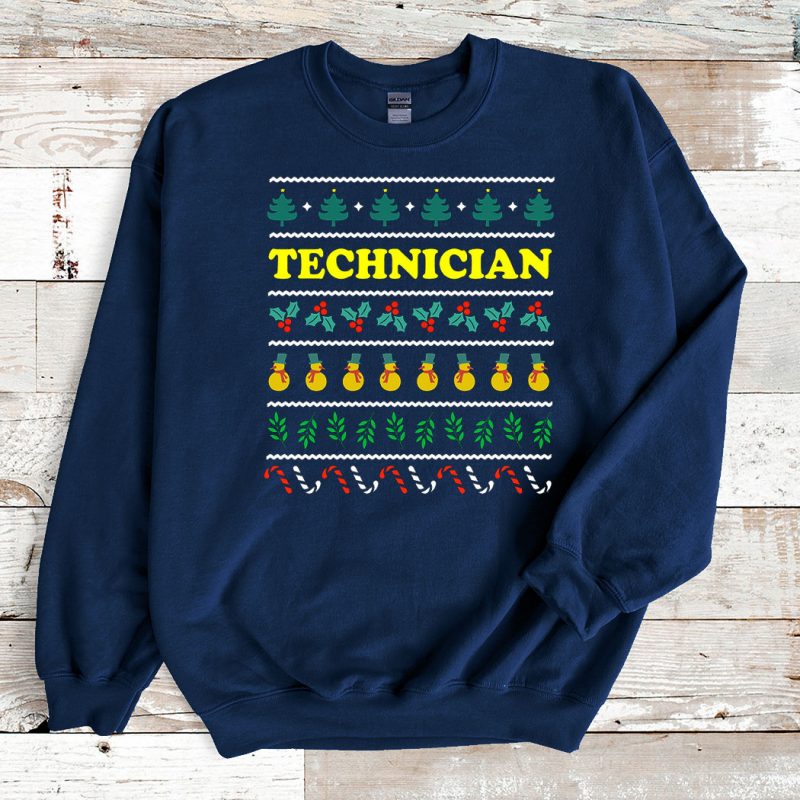Navy Sweatshirt Technician Knit Ugly Christmas Sweater