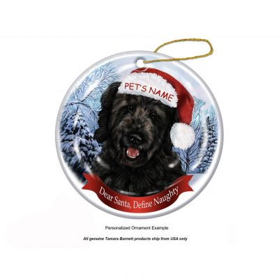 Personalized Black Goldendoodle Red Santa Hat Christmas Ornament
