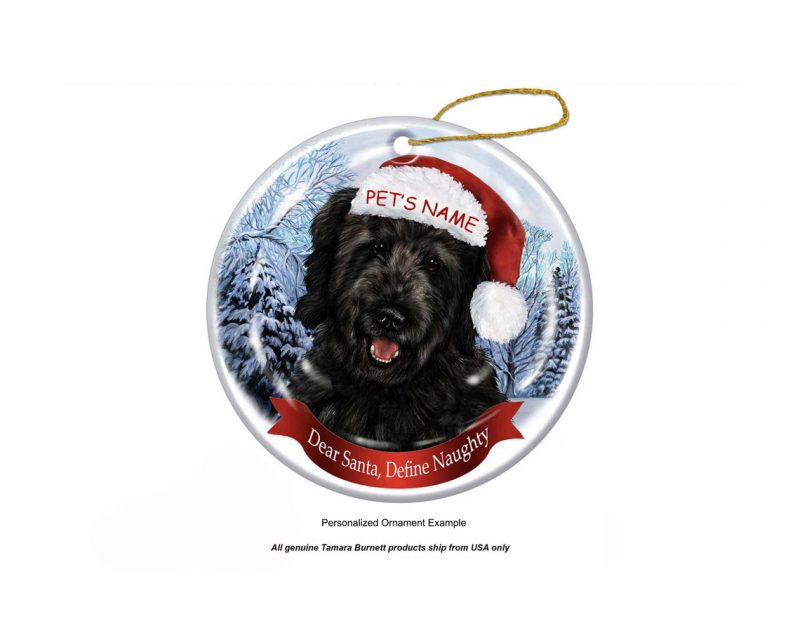 Personalized Black Goldendoodle Red Santa Hat Christmas Ornament