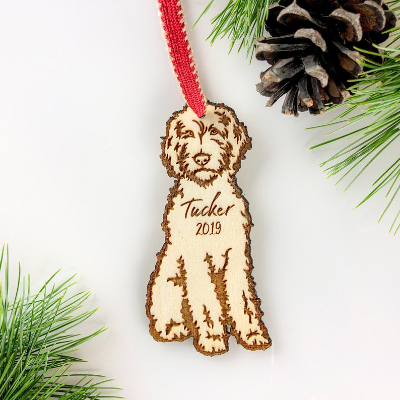 Personalized Golden doodle Wood Ornament 1