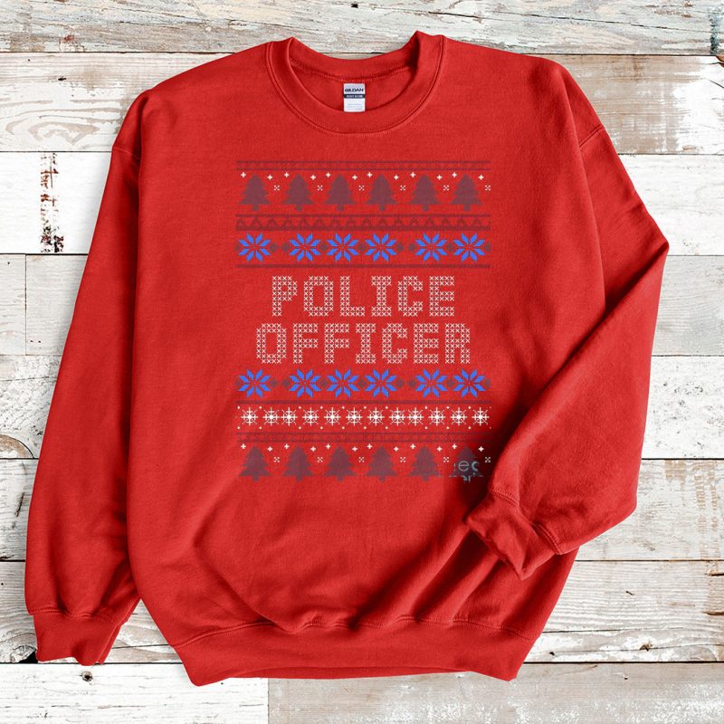 Red Sweatshirt Police Officer Ugly Christmas Sweater