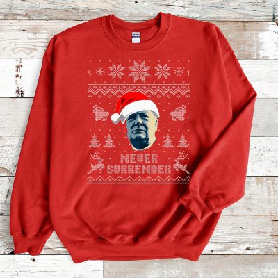 Red Sweatshirt Winston Churchill Never Surrender Ugly Christmas Sweater