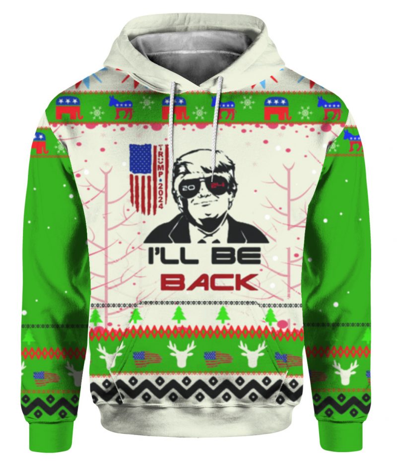 Trump 2024 I'll be Back Ugly Christmas Sweater