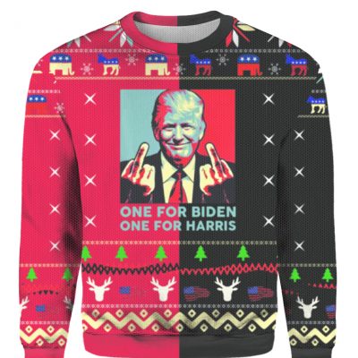 Trump Middle Finger Biden Harris Ugly Christmas Sweater