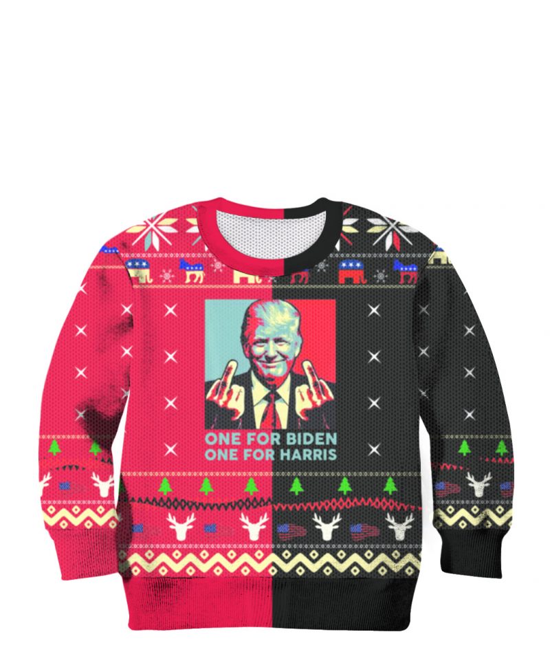 Trump Middle Finger Biden Harris Ugly Christmas Sweater 5