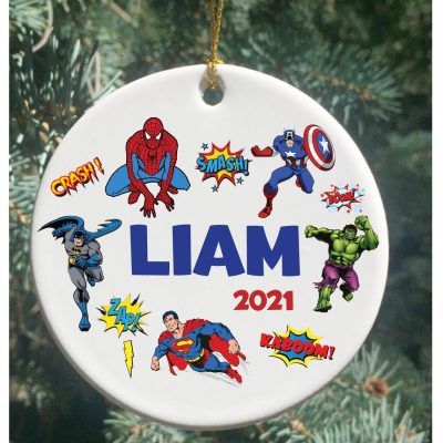 2021 Personalized DC Marvel superhero universes Christmas Ornament