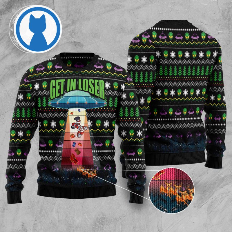 Alien Get In Loser Ugly Christmas Sweater 3