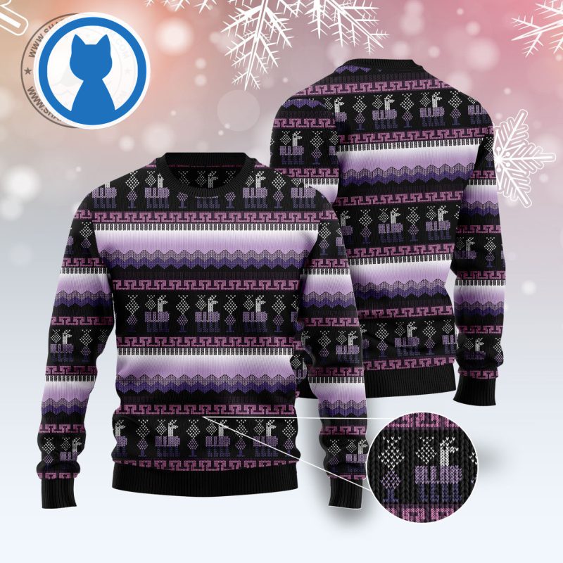 Alpaca Purple Pattern Ugly Christmas Sweater 3